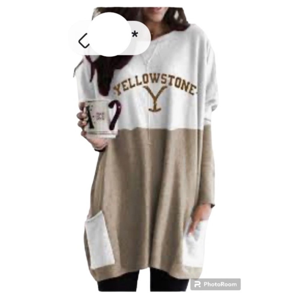 New Yellowstone Ladies Oversized Front Pocket Tee Size Large